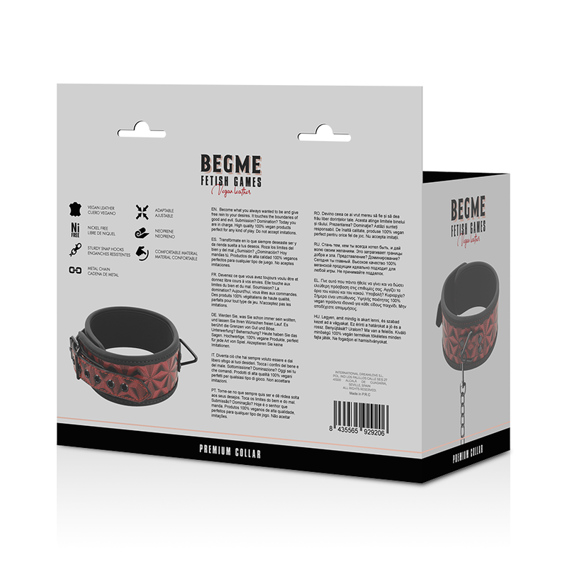BEGME - COLLIER EN CUIR VÉGAN PREMIUM ÉDITION ROUGE AVEC DOUBLURE EN NÉOPRÈNE - 7eme ciel