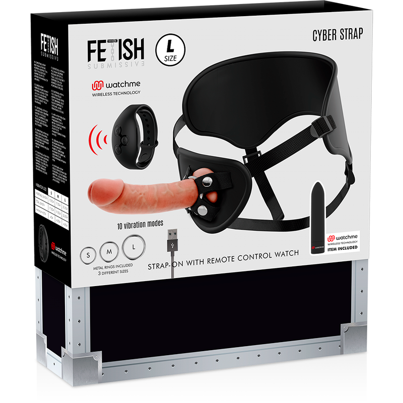 FETISH SUBMISSIVE CYBER STRAP - HARNAIS AVEC GODE ET TÉLÉCOMMANDE BULLET TECHNOLOGIE WATCHME L - 7eme ciel