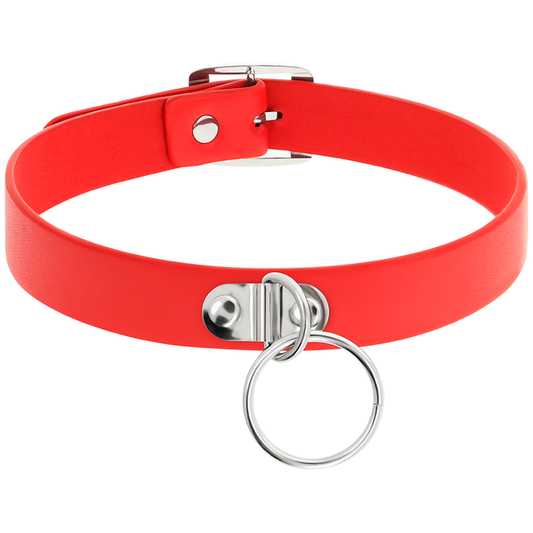 COQUETTE CHIC DESIRE - COLLIER CUIR VEGAN ROUGE FEMME ACCESSOIRE FÉTICHE - 7eme ciel