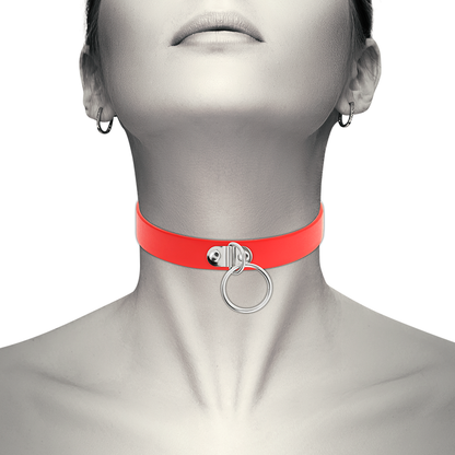 COQUETTE CHIC DESIRE - COLLIER CUIR VEGAN ROUGE FEMME ACCESSOIRE FÉTICHE - 7eme ciel