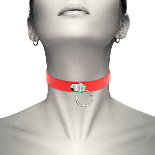 COQUETTE CHIC DESIRE - COLLIER CUIR VEGAN ROUGE FEMME ACCESSOIRE FÉTICHE - 7eme ciel