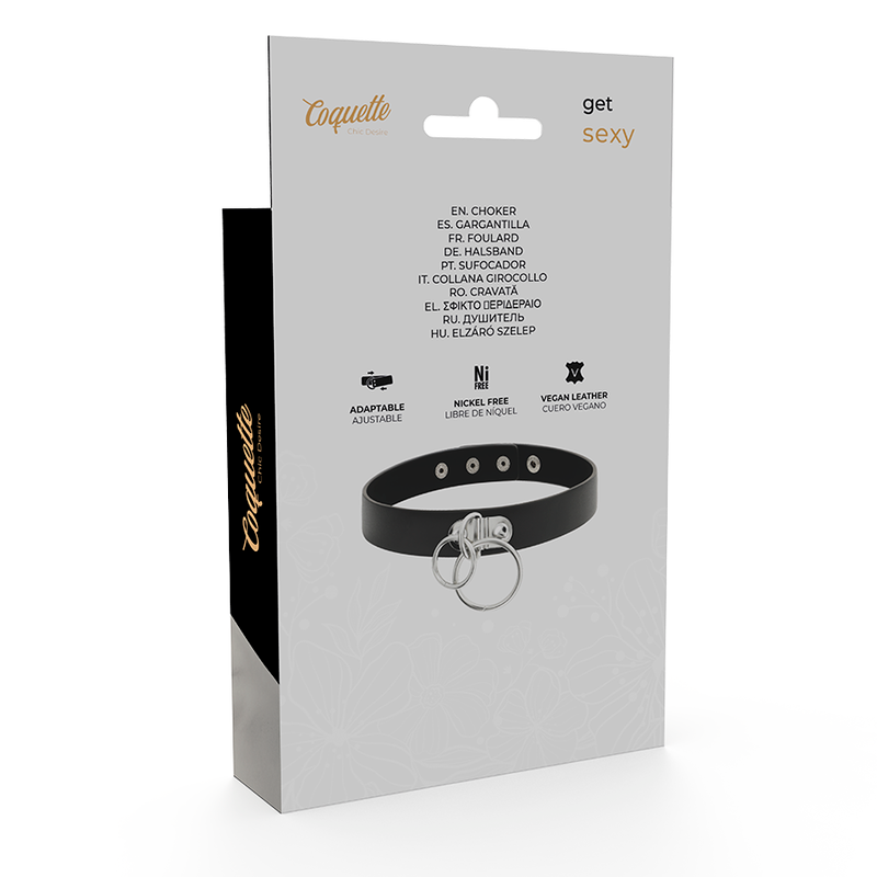 COQUETTE CHIC DESIRE - RAS DE COU DOUBLE ANNEAU EN CUIR VÉGAN - 7eme ciel