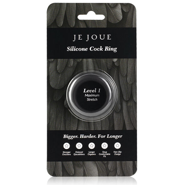 JE JOUE - ANNEAU PÉNIAL EN SILICONE  EXTENSION MAXIMALE - NOIR - 7eme ciel