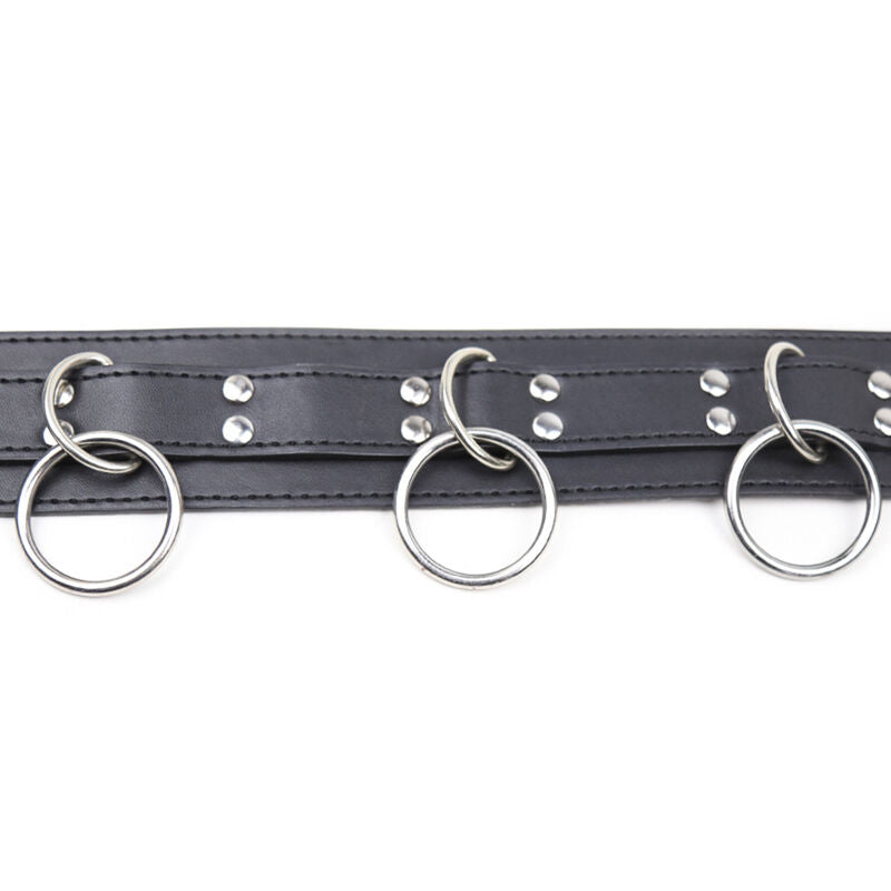 OHMAMA FETISH - COLLIER DE SOUMISSION AVEC 3 ANNEAUX - 7eme ciel