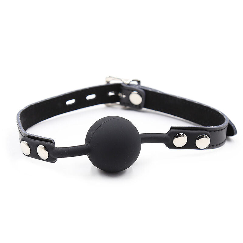 OHMAMA FETISH - BÂILLON BALLE EN SILICONE AVEC CEINTURE EN CUIR (CADENAS INCLUS) - 7eme ciel