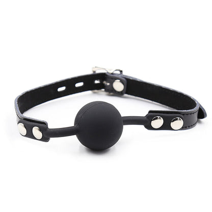 OHMAMA FETISH - BÂILLON BALLE EN SILICONE AVEC CEINTURE EN CUIR (CADENAS INCLUS) - 7eme ciel