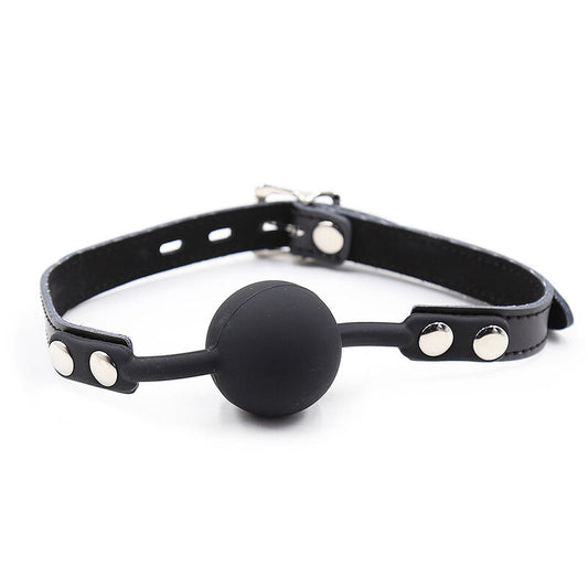 OHMAMA FETISH - BÂILLON BALLE EN SILICONE AVEC CEINTURE EN CUIR (CADENAS INCLUS) - 7eme ciel