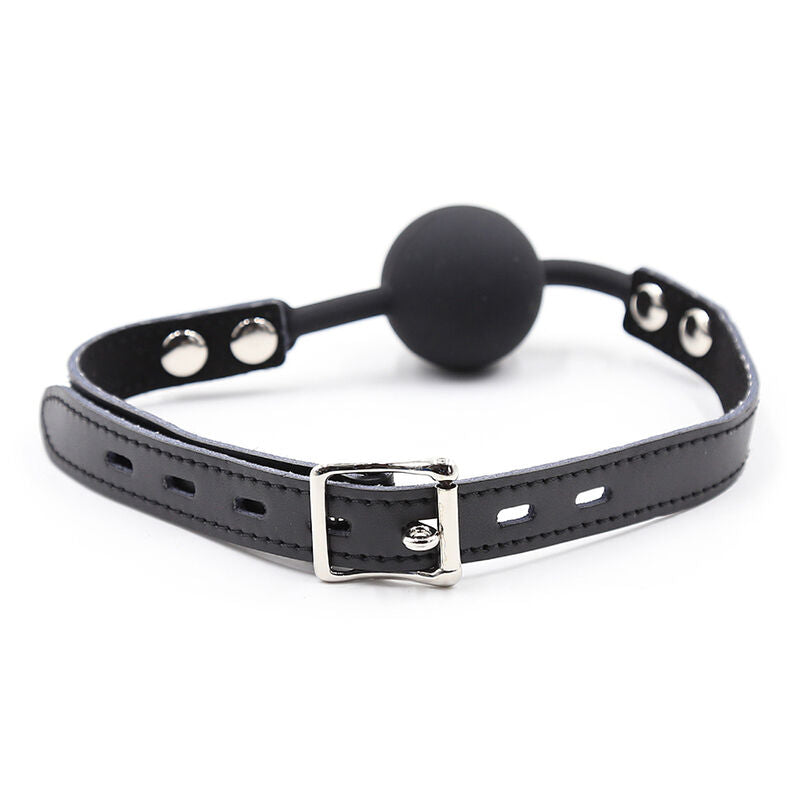 OHMAMA FETISH - BÂILLON BALLE EN SILICONE AVEC CEINTURE EN CUIR (CADENAS INCLUS) - 7eme ciel