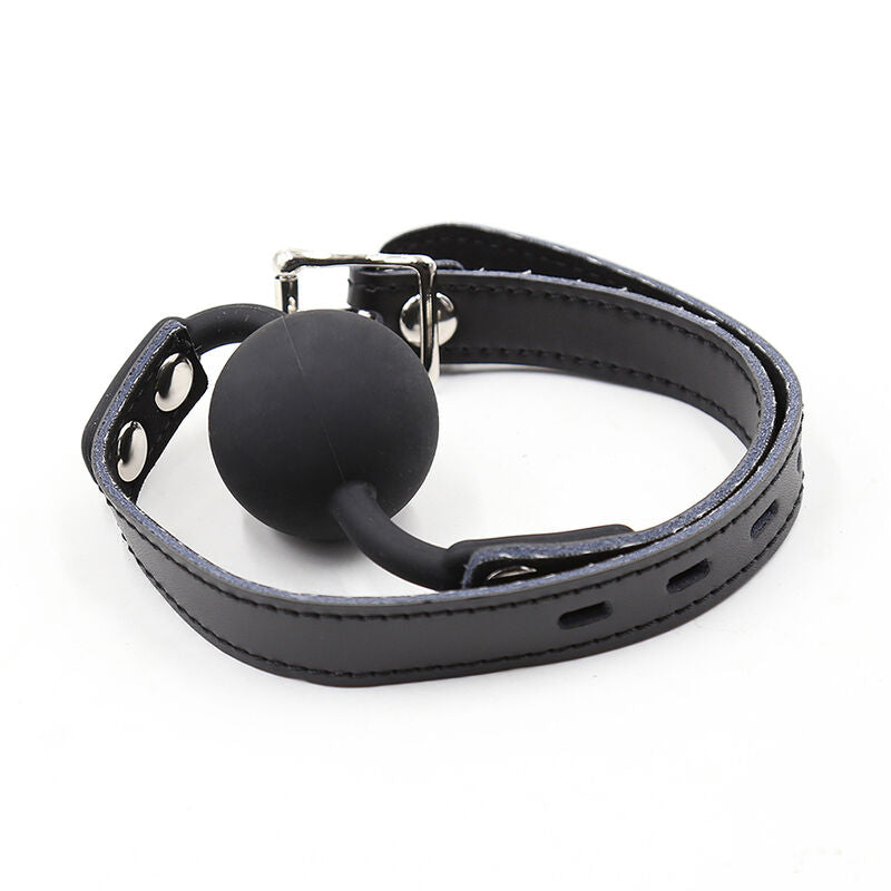 OHMAMA FETISH - BÂILLON BALLE EN SILICONE AVEC CEINTURE EN CUIR (CADENAS INCLUS) - 7eme ciel