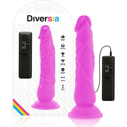 DIVERSIA - DILDO VIBRANT FLEXIBLE VIOLET 21 CM -O- 4.9 CM - 7eme ciel
