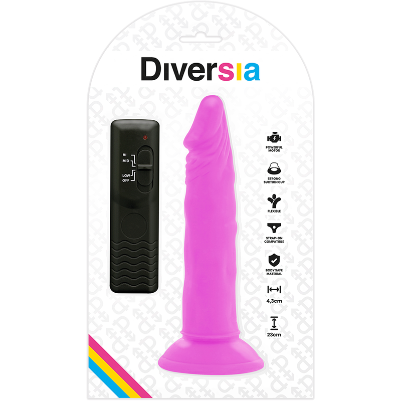 DIVERSIA - DILDO VIBRANT FLEXIBLE VIOLET 23 CM -O- 4.3 CM - 7eme ciel
