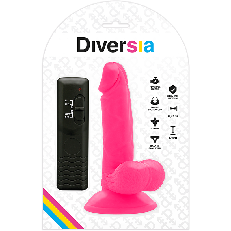 DIVERSIA - DILDO VIBRANT FLEXIBLE ROSE 17 CM -O- 3.3 CM - 7eme ciel