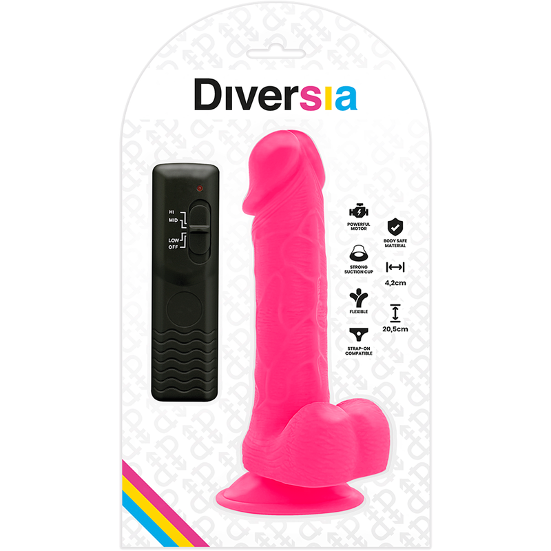 DIVERSIA - DILDO VIBRANT FLEXIBLE ROSE 20.5 CM -O- 4.2 CM - 7eme ciel