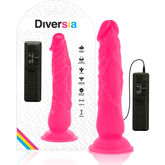 DIVERSIA - DILDO VIBRANT FLEXIBLE ROSE 21 CM -O- 4.9 CM - 7eme ciel