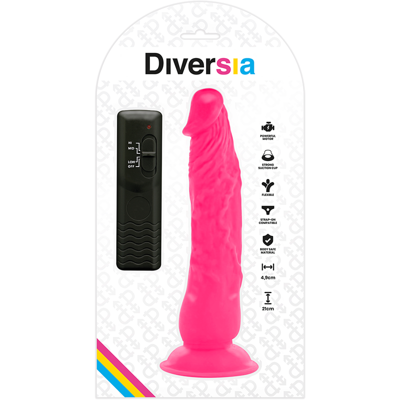 DIVERSIA - DILDO VIBRANT FLEXIBLE ROSE 21 CM -O- 4.9 CM - 7eme ciel
