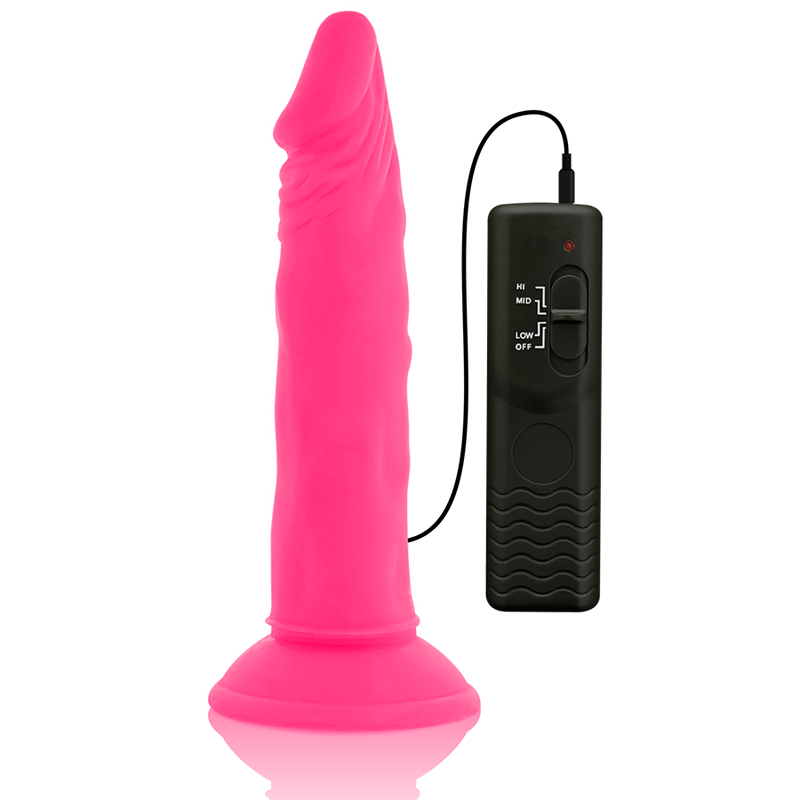 DIVERSIA - DILDO SOUPLE AVEC VIBRATION ROSE 23 CM -O- 4.3 CM - 7eme ciel