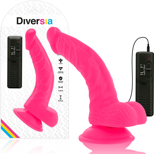 DIVERSIA - DILDO VIBRANT FLEXIBLE ROSE 21.5 CM -O- 4.5 CM - 7eme ciel
