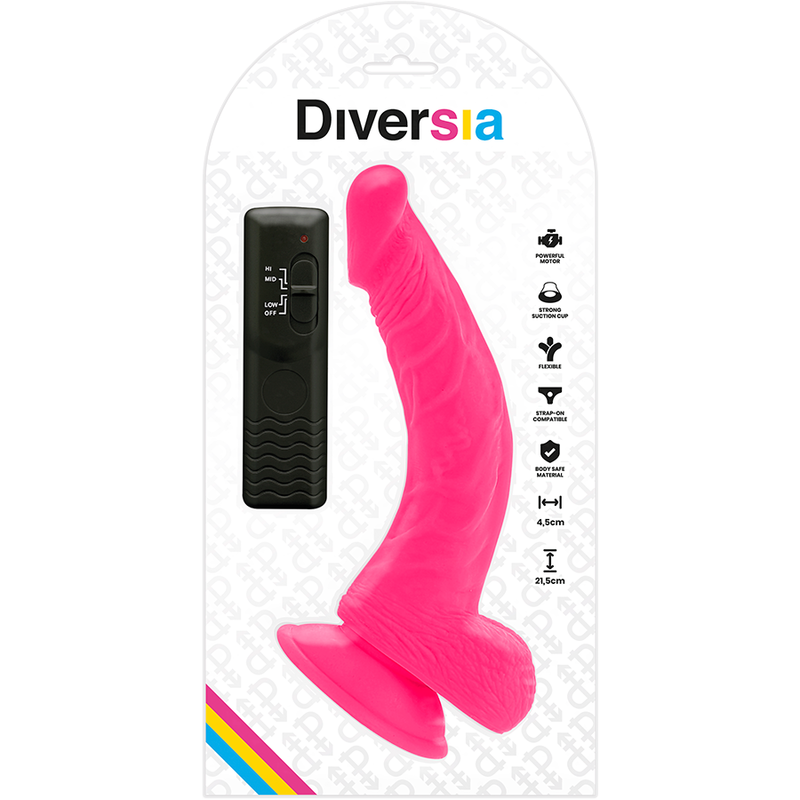 DIVERSIA - DILDO VIBRANT FLEXIBLE ROSE 21.5 CM -O- 4.5 CM - 7eme ciel
