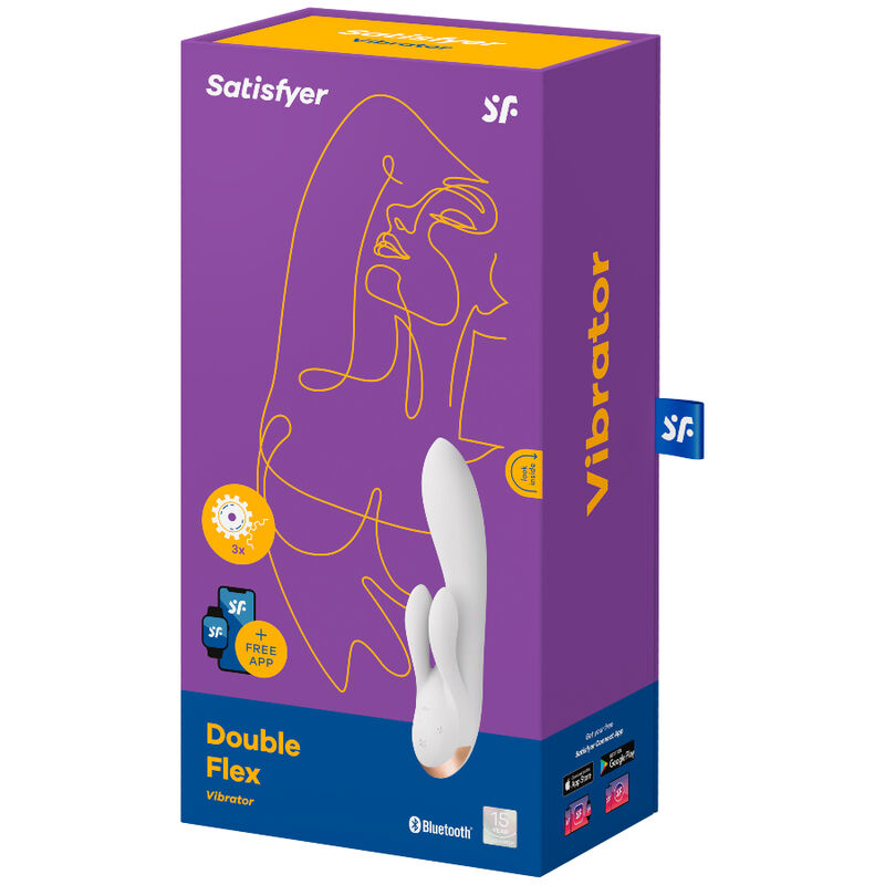 SATISFYER - APPLICATION VIBRATEUR DOUBLE FLEX BLANC - 7eme ciel