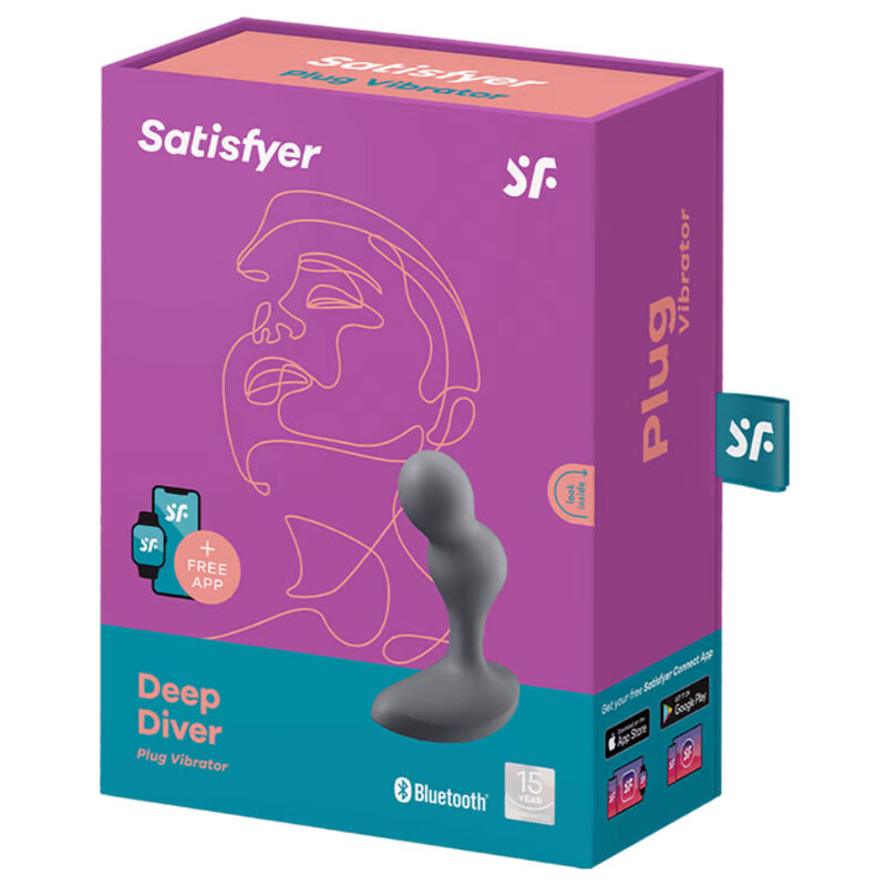 SATISFYER - APPLICATION DE PLUG VIBRANT DEEP DIVER GRIS - 7eme ciel