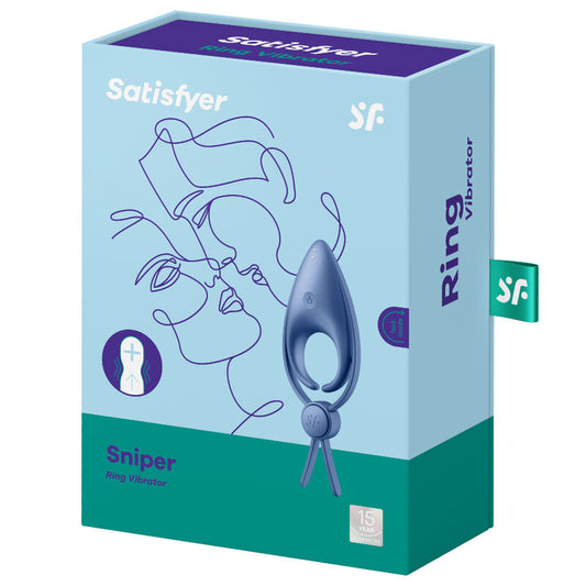 SATISFYER - VIBRATEUR  ANNEAU SNIPER BLEU - 7eme ciel