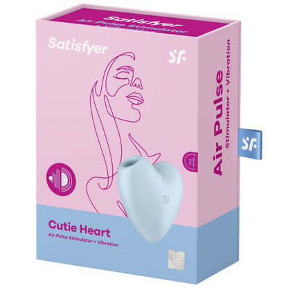 SATISFYER - CUTIE HEART STIMULATEUR ET VIBRATEUR DE PULSE D'AIR BLEU - 7eme ciel