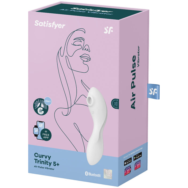 SATISFYER - APPLICATION STIMULATEUR ET VIBRATEUR CURVY TRINITY 5 BLANC - 7eme ciel