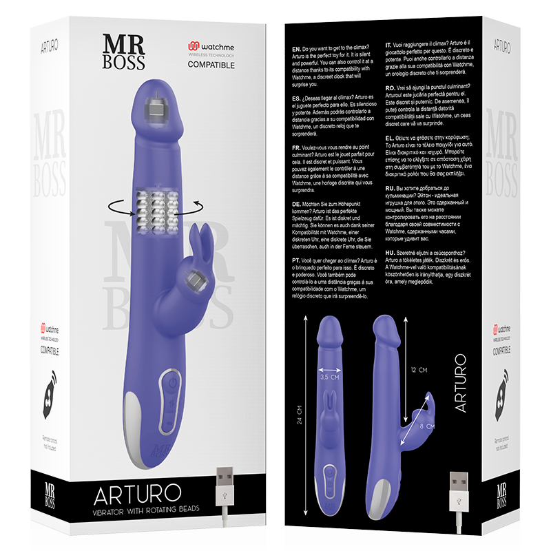 MR BOSS - VIBRATEUR ET ROTATEUR ARTURO COMPATIBLE AVEC LA TECHNOLOGIE SANS FIL WATCHME - 7eme ciel