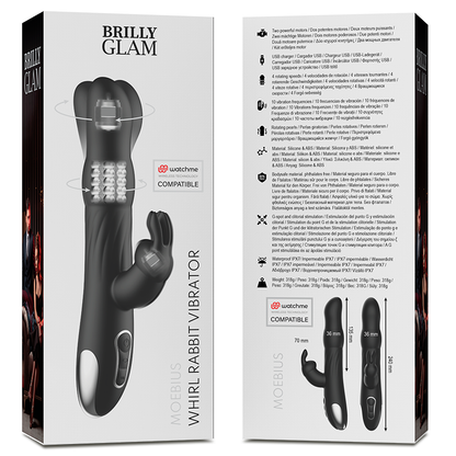 VIBRATEUR ET ROTATEUR BRILLY GLAM MOEBIUS RABBIT COMPATIBLE AVEC LA TECHNOLOGIE SANS FIL WATCHME - 7eme ciel