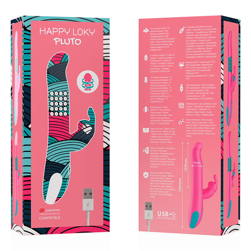 HAPPY LOKY - PLUTO LAPIN VIBRATEUR ET ROTATEUR WATCHME TECHNOLOGIE SANS FIL COMPATIBLE - 7eme ciel