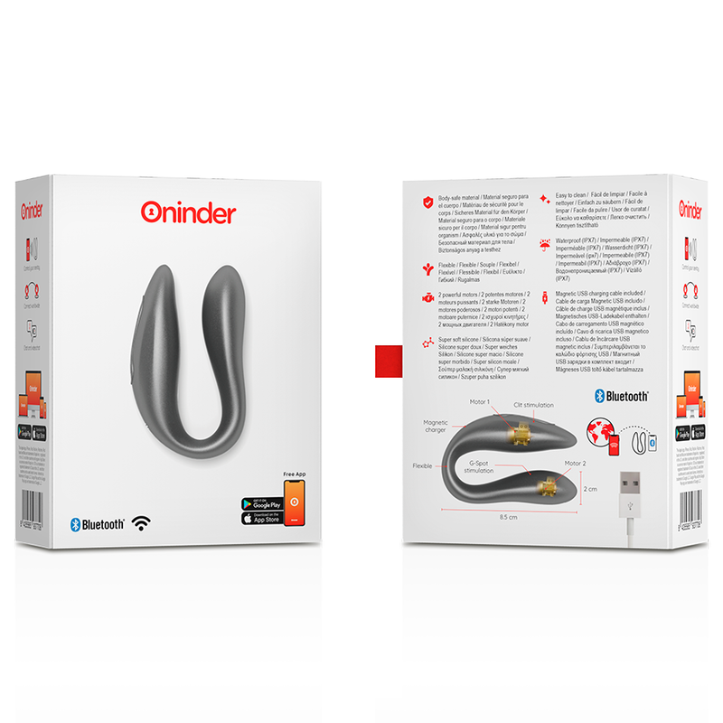 ONINDER - LISBOA G-SPOT & CLITORAL STIMULATEUR NOIR - APPLICATION GRATUITE - 7eme ciel