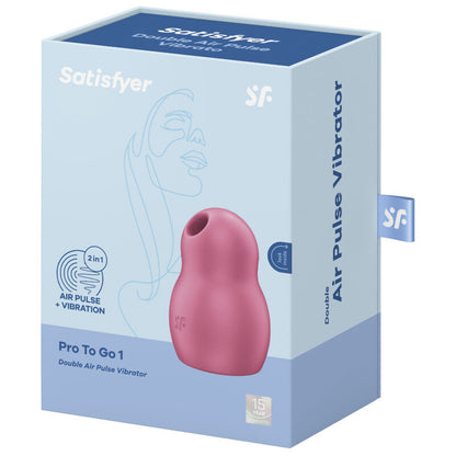 SATISFYER - STIMULATEUR ET VIBRATEUR DOUBLE AIR PULSE PRO TO GO 1 ROUGE - 7eme ciel