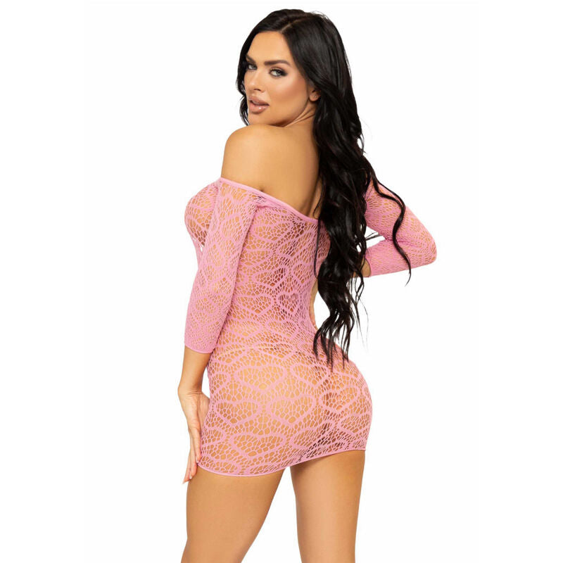 LEG AVENUE - MINI ROBE EN FILET COEUR TAILLE UNIQUE - ROUGE - 7eme ciel