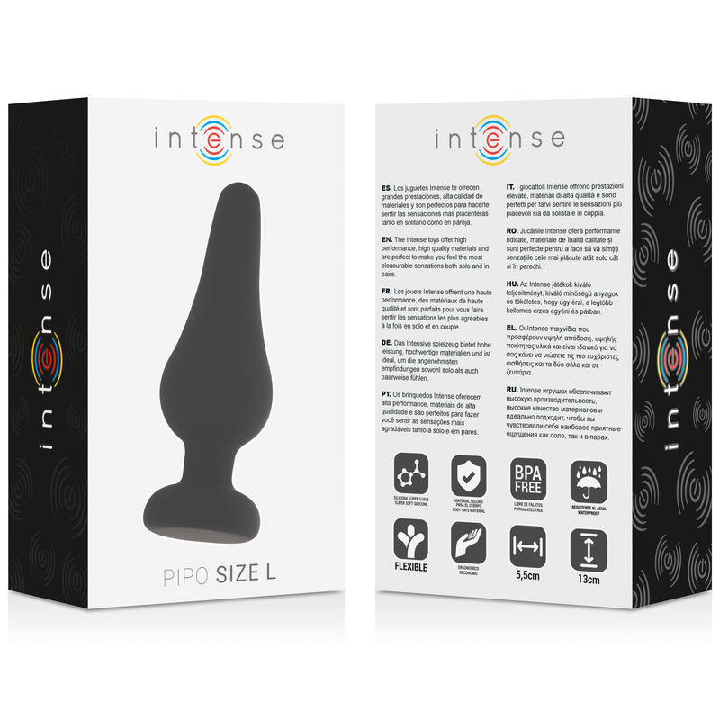 INTENSE - PLUG ANAL PIPO L SILICONE NOIR 13 CM - 7eme ciel