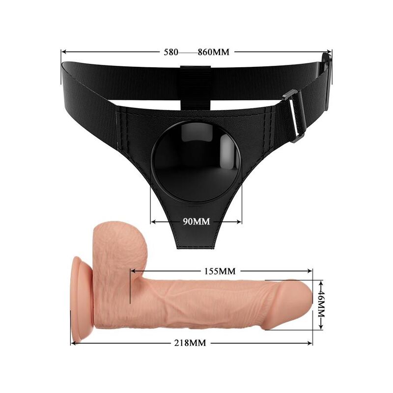 PRETTY LOVE - SLIP HARNAIS HARNAIS UNIVERSEL AVEC GODE JERRY 21,8 CM NATUREL - 7eme ciel