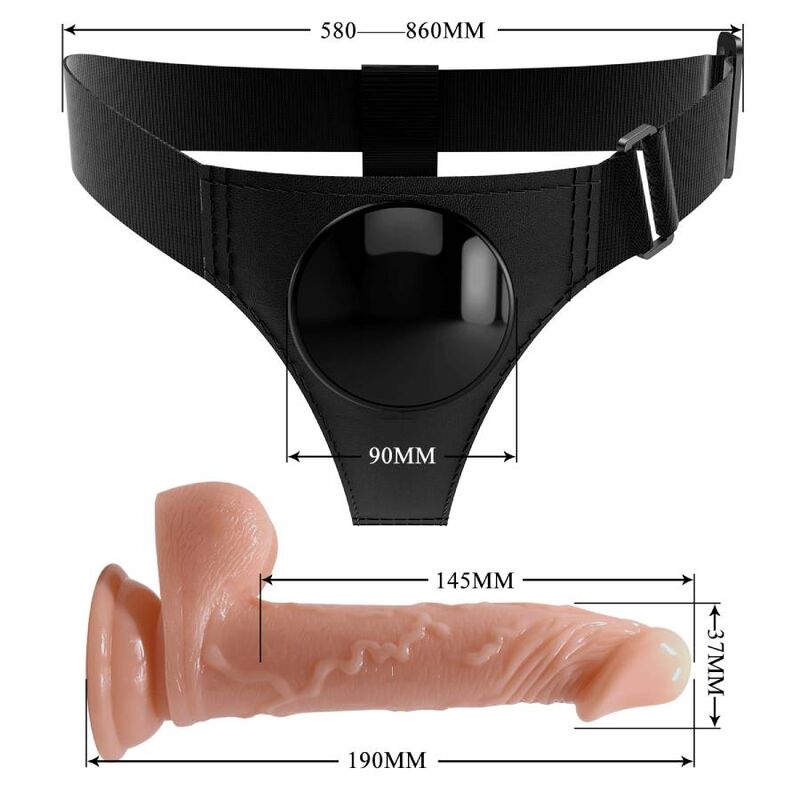 PRETTY LOVE - SLIP HARNAIS HARNAIS UNIVERSEL AVEC GODE KEVIN 19 CM NATUREL - 7eme ciel