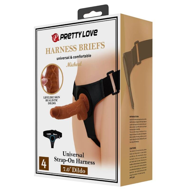 PRETTY LOVE - SLIP HARNAIS HARNAIS UNIVERSEL AVEC GODE MICHEAL 20 CM NOIR - 7eme ciel