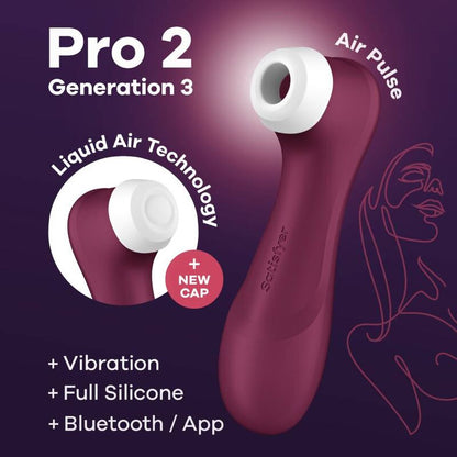 SATISFYER - PRO 2 GENERACIÓN 3 VIN ROUGE BLUETOOTH ET APPLICATION - 7eme ciel