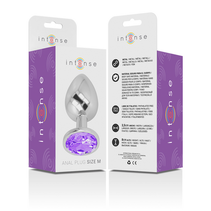 INTENSE - PLUG ANAL EN MÉTAL ALUMINIUM AVEC CRISTAL VIOLET TAILLE M - 7eme ciel