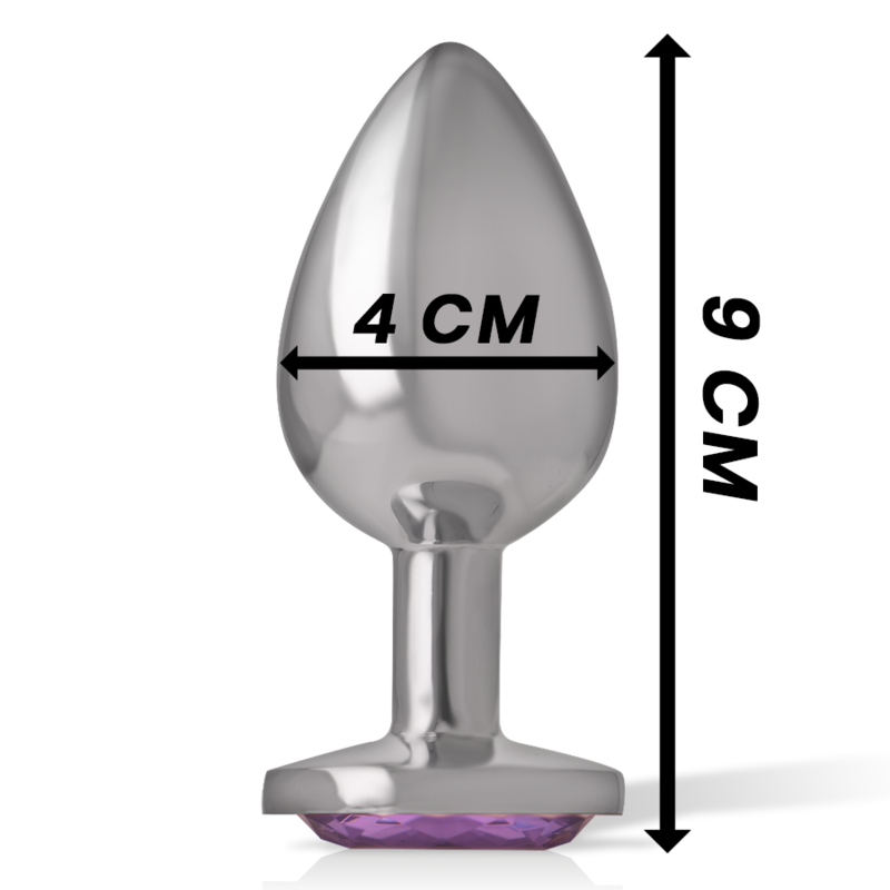 INTENSE - PLUG ANAL EN MÉTAL ALUMINIUM AVEC CRISTAL VIOLET TAILLE L - 7eme ciel