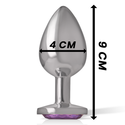 INTENSE - PLUG ANAL EN MÉTAL ALUMINIUM AVEC CRISTAL VIOLET TAILLE L - 7eme ciel