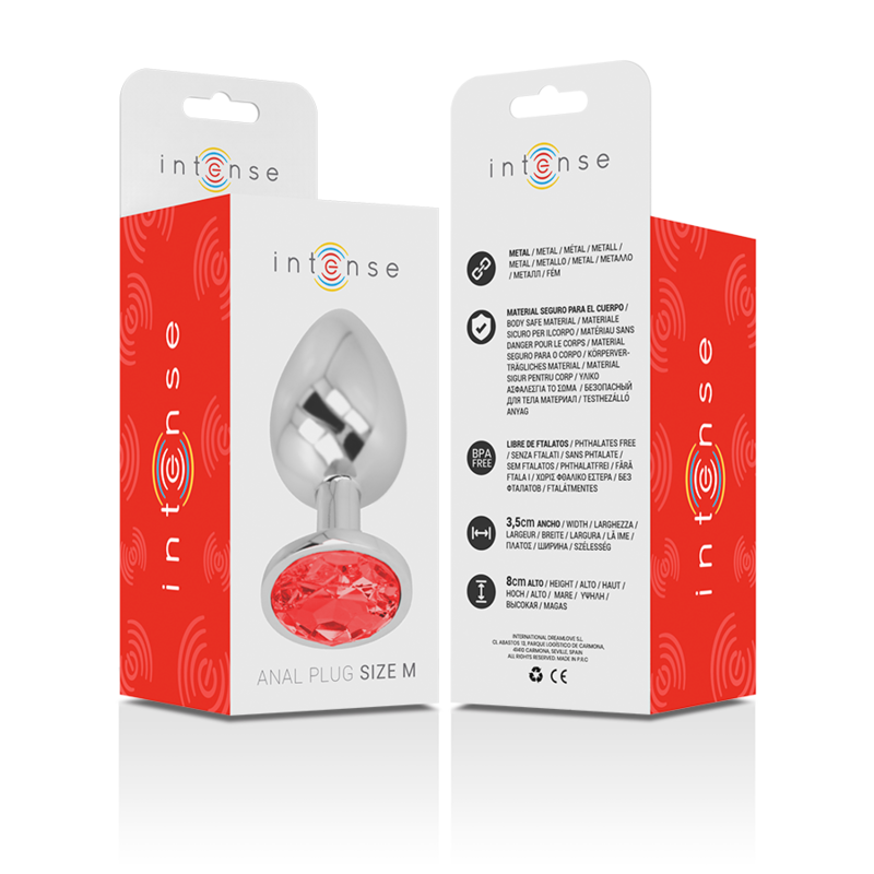INTENSE - PLUG ANAL EN MÉTAL AVEC CRISTAL ROUGE TAILLE M - 7eme ciel