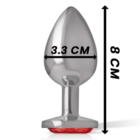 INTENSE - PLUG ANAL EN MÉTAL AVEC CRISTAL ROUGE TAILLE M - 7eme ciel