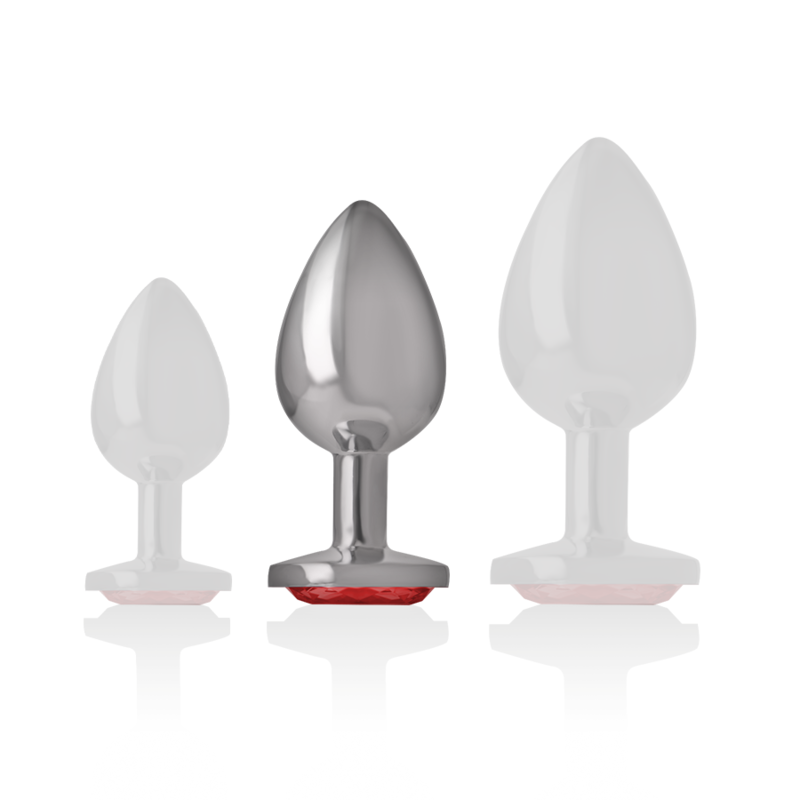 INTENSE - PLUG ANAL EN MÉTAL AVEC CRISTAL ROUGE TAILLE M - 7eme ciel