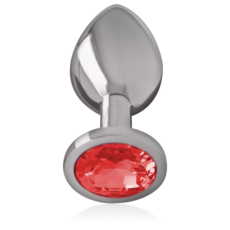 INTENSE - PLUG ANAL EN MÉTAL ALUMINIUM AVEC CRISTAL ROUGE TAILLE L - 7eme ciel