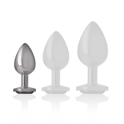 INTENSE - PLUG ANAL EN MÉTAL ALUMINIUM AVEC CRISTAL NOIR TAILLE S - 7eme ciel
