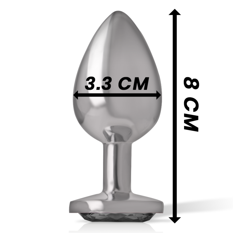 INTENSE - PLUG ANAL EN MÉTAL ALUMINIUM AVEC VERRE NOIR TAILLE M - 7eme ciel