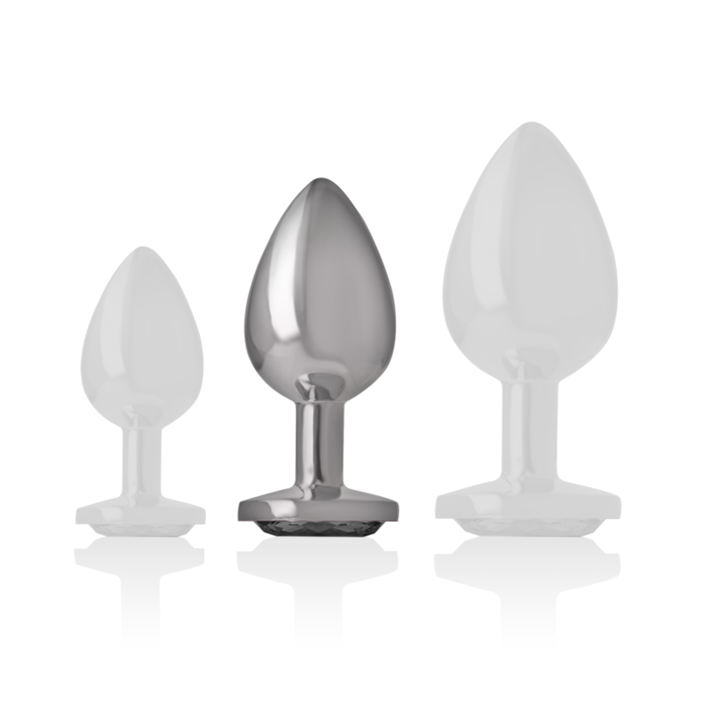 INTENSE - PLUG ANAL EN MÉTAL ALUMINIUM AVEC VERRE NOIR TAILLE M - 7eme ciel