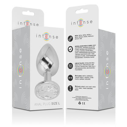 INTENSE - PLUG ANAL EN MÉTAL ALUMINIUM AVEC CRISTAL DARGENT TAILLE L - 7eme ciel