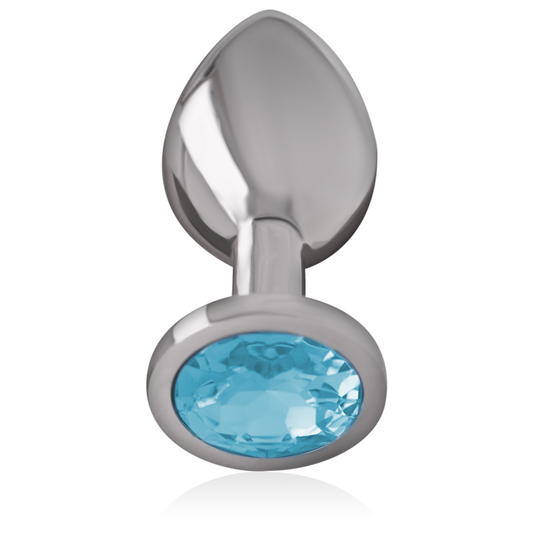 INTENSE - PLUG ANAL EN MÉTAL ALUMINIUM AVEC VERRE BLEU TAILLE M - 7eme ciel